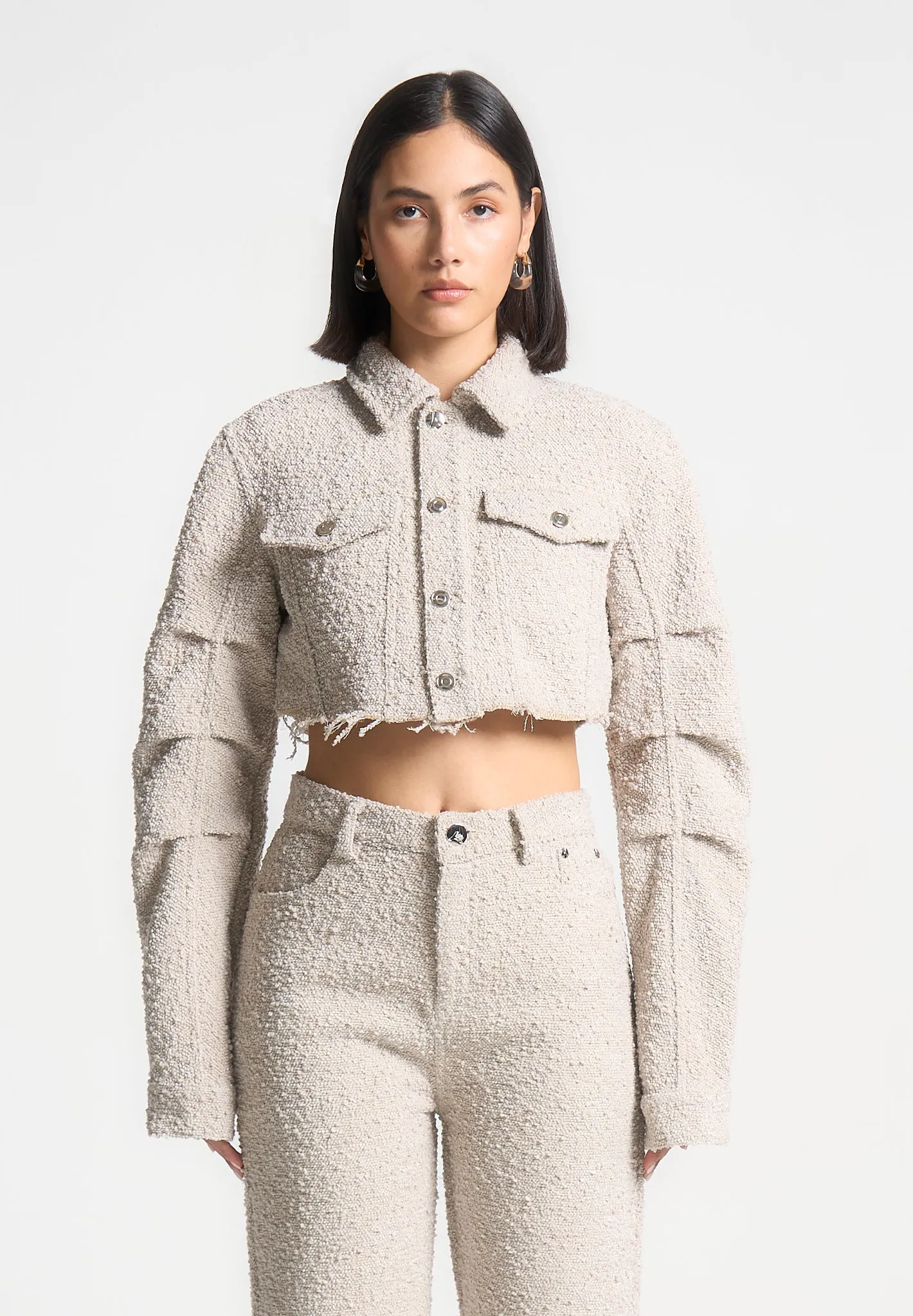 Catherine - Cropped Boucle Jacket - Beige sold by Maniere De Voir product image thumbnail 5