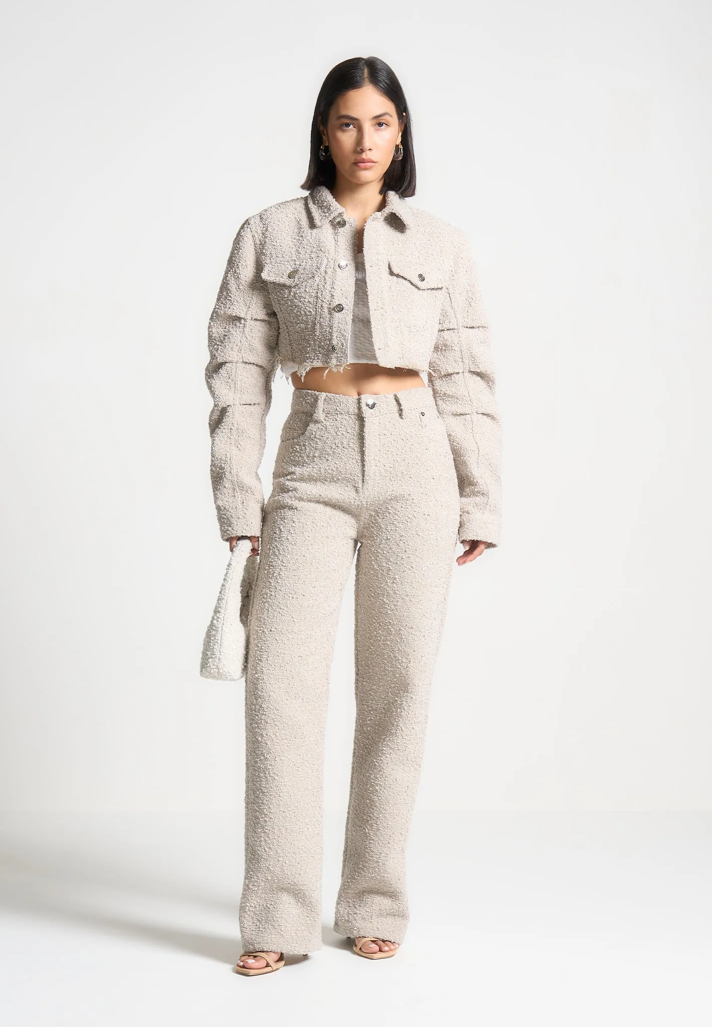 Catherine - Cropped Boucle Jacket - Beige sold by Maniere De Voir