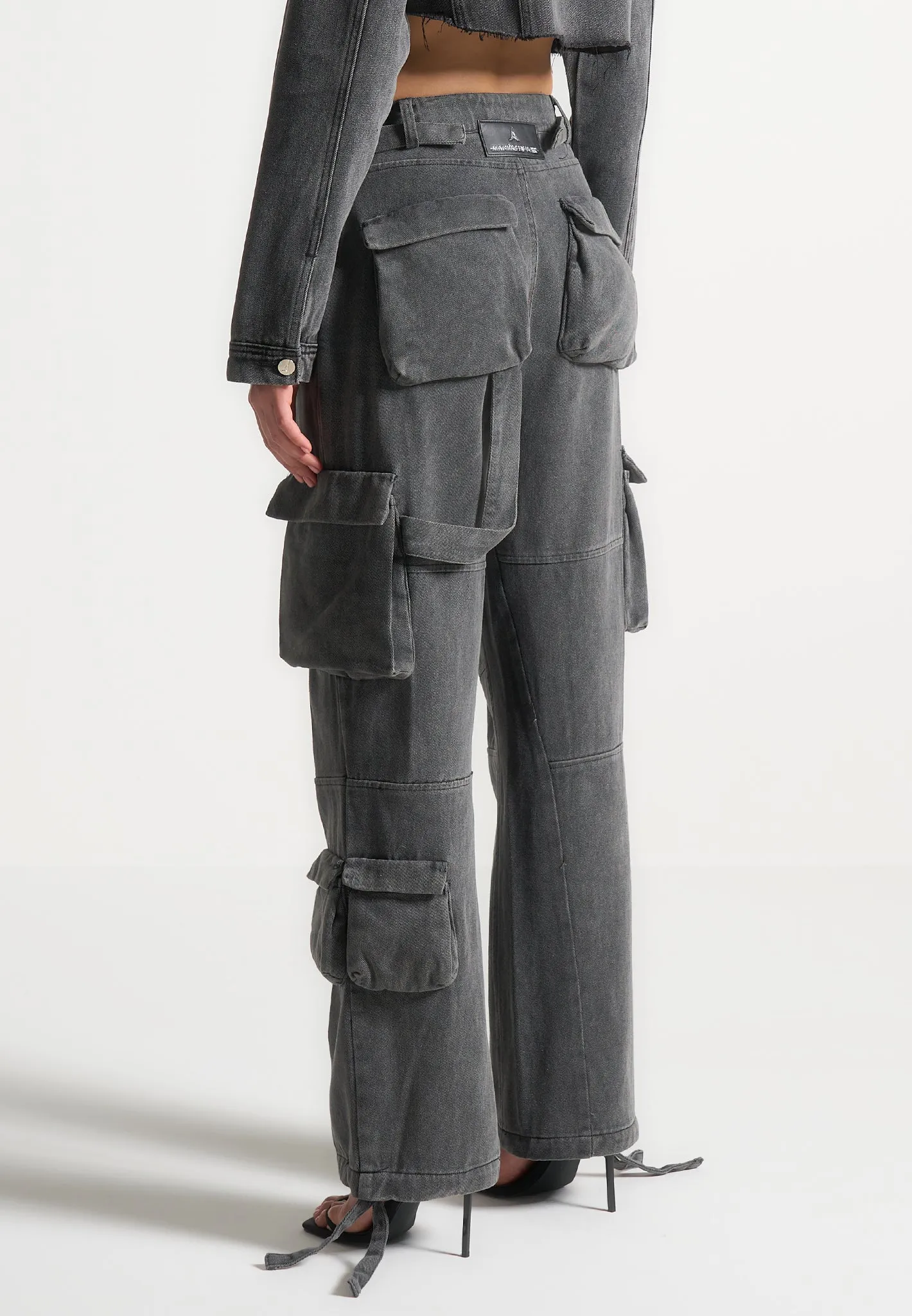 Mid Rise Cargo Pants - Washed Grey sold by Maniere De Voir product image thumbnail 4