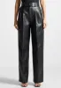 Leather Pleated Trousers with Eiffel Belt - Black sold by Maniere De Voir