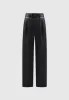 Leather Pleated Trousers with Eiffel Belt - Black sold by Maniere De Voir