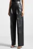 Leather Pleated Trousers with Eiffel Belt - Black sold by Maniere De Voir