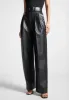 Leather Pleated Trousers with Eiffel Belt - Black sold by Maniere De Voir