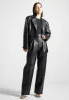 Leather Pleated Trousers with Eiffel Belt - Black sold by Maniere De Voir