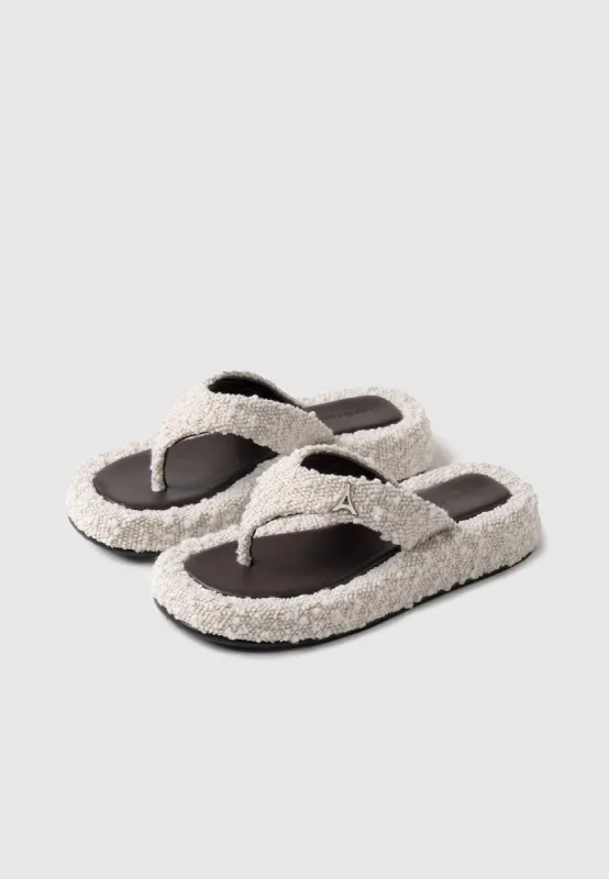 Rosalie - Boucle Flatform Sandals - Off White/Brown sold by Maniere De Voir