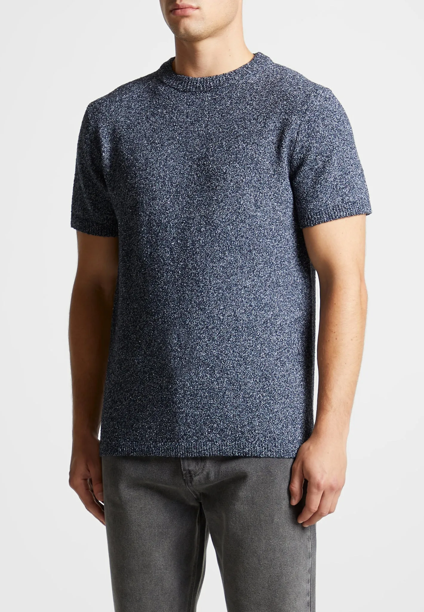 Boucle Knit Regular Fit T-Shirt - Navy Marl sold by Maniere De Voir product image thumbnail 5