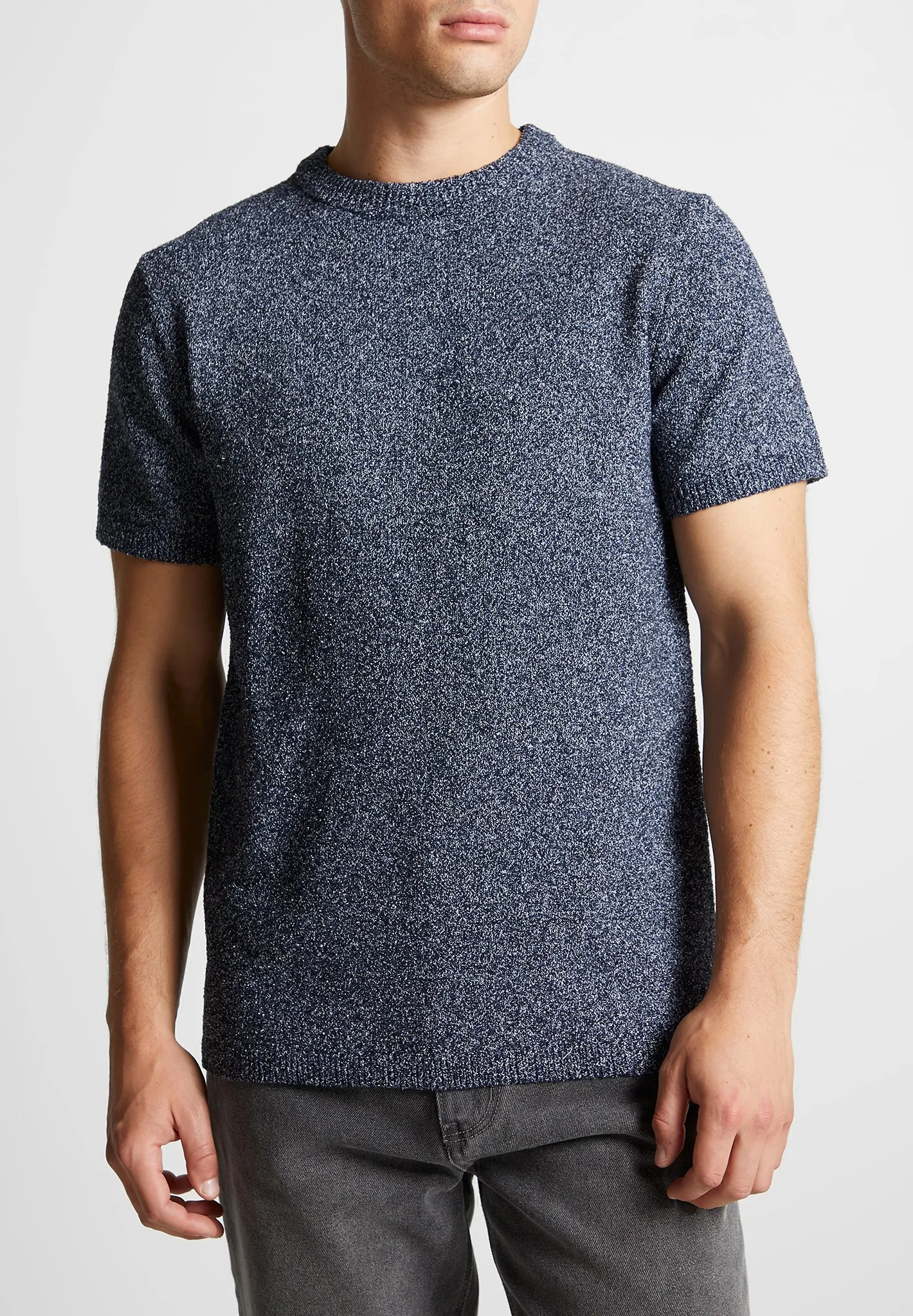 Boucle Knit Regular Fit T-Shirt - Navy Marl sold by Maniere De Voir product image thumbnail 3