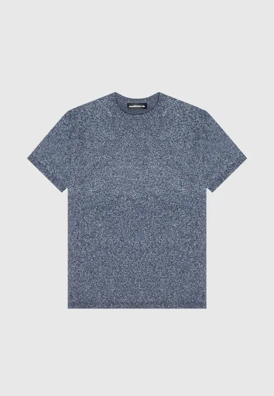 Boucle Knit Regular Fit T-Shirt - Navy Marl sold by Maniere De Voir