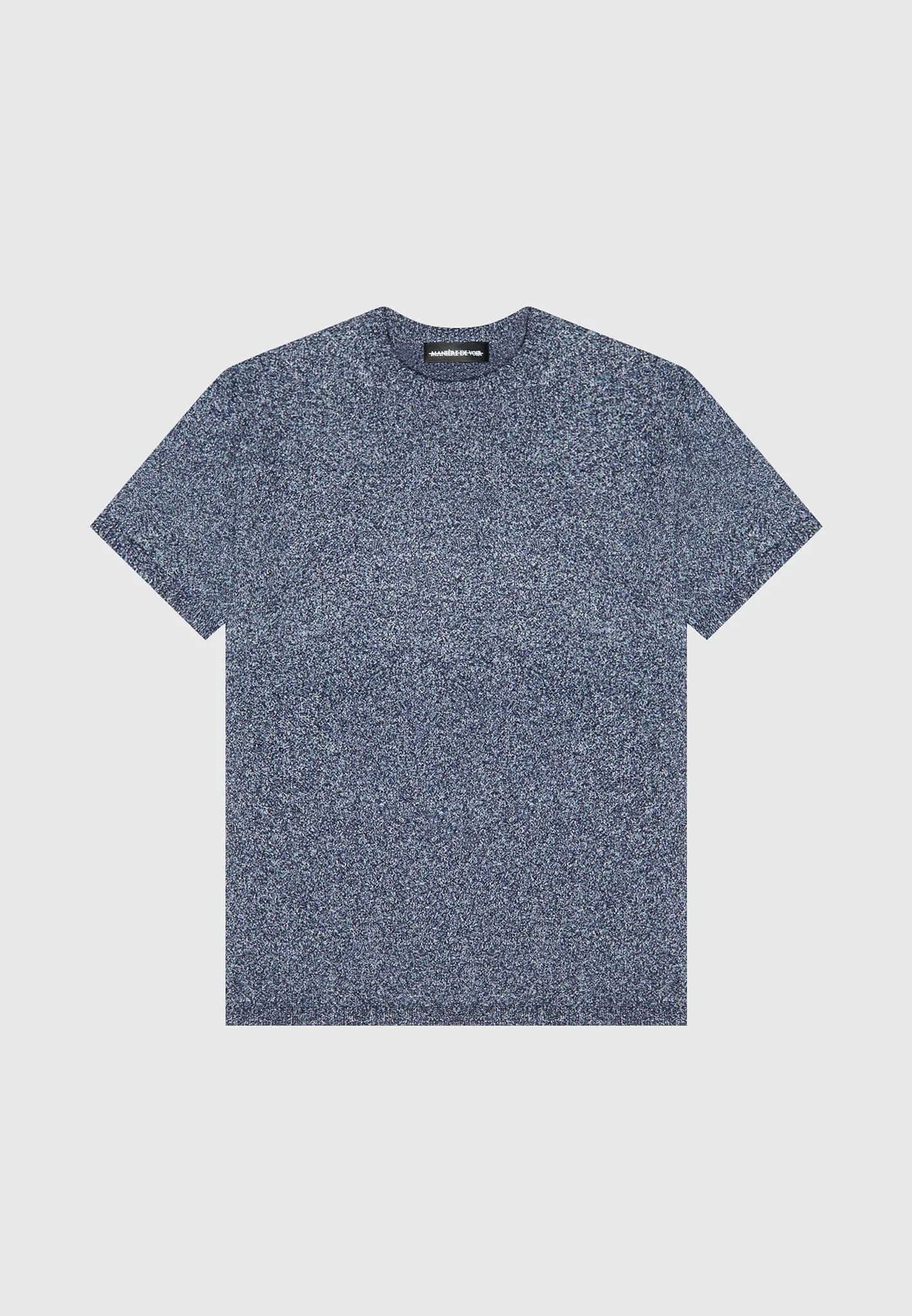 Boucle Knit Regular Fit T-Shirt - Navy Marl sold by Maniere De Voir