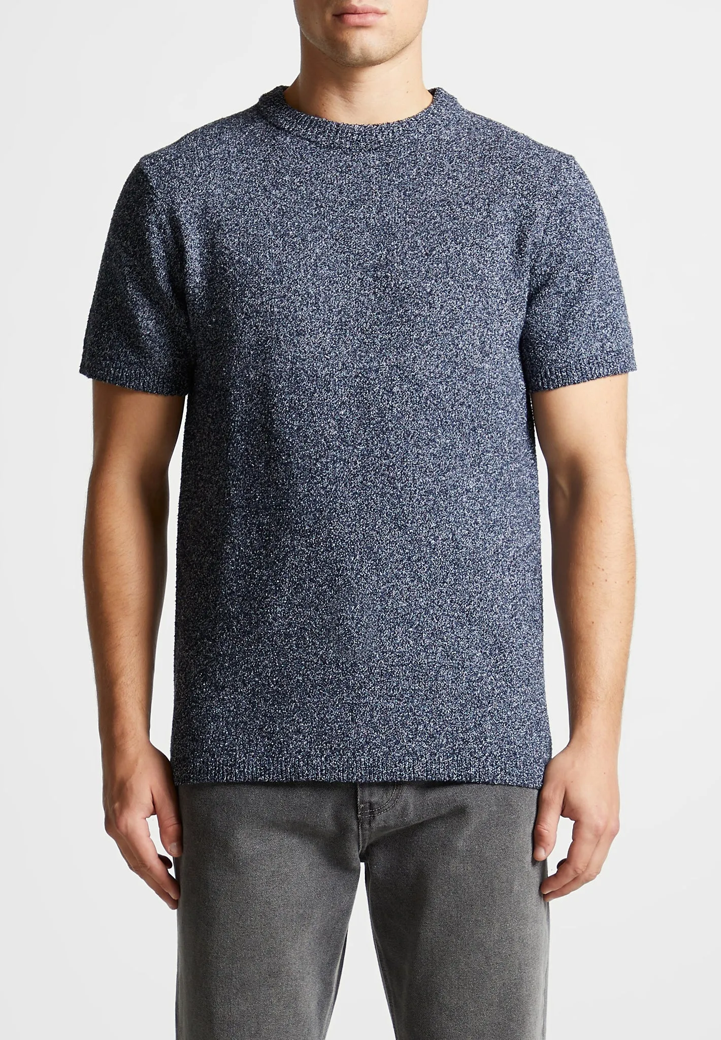 Boucle Knit Regular Fit T-Shirt - Navy Marl sold by Maniere De Voir product image thumbnail 4