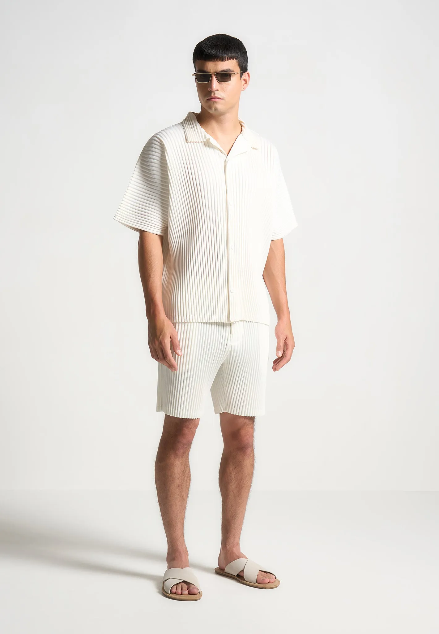 Pleated Shorts - Off White sold by Maniere De Voir product image thumbnail 3