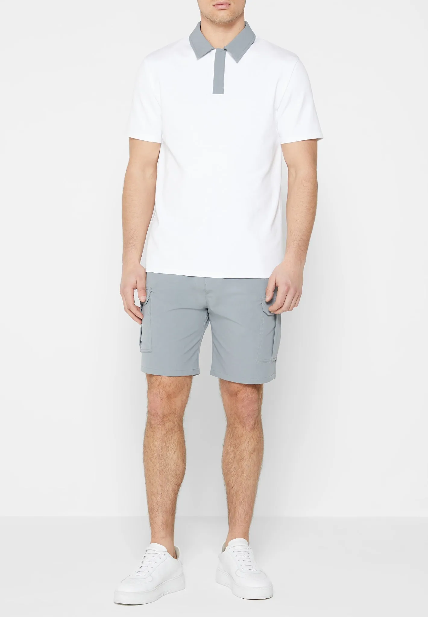 Contrast Collar Polo Shirt - White sold by Maniere De Voir product image thumbnail 4