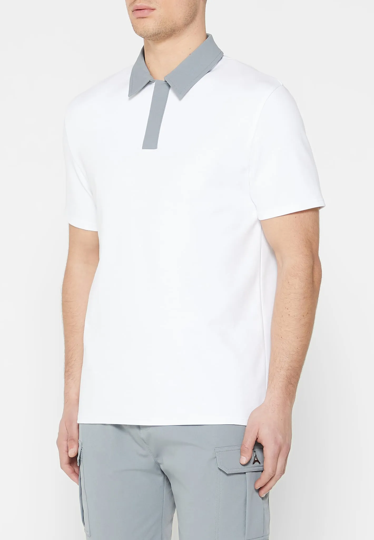Contrast Collar Polo Shirt - White sold by Maniere De Voir product image thumbnail 2