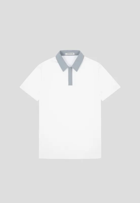 Contrast Collar Polo Shirt - White made by Maniere De Voir