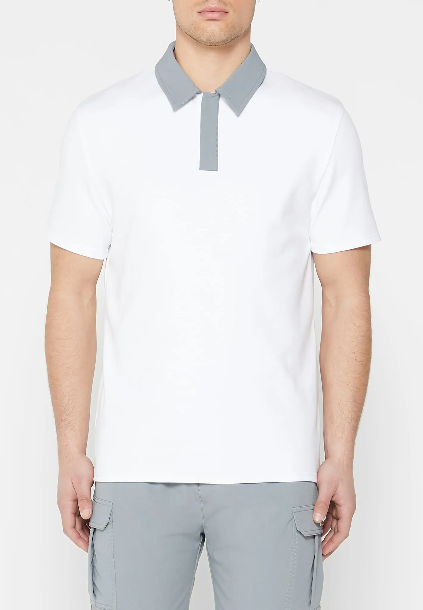 Contrast Collar Polo Shirt - White sold by Maniere De Voir product image thumbnail 3