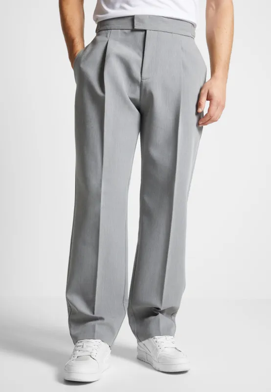 Pleated Tailored Trousers - Light Grey sold by Maniere De Voir