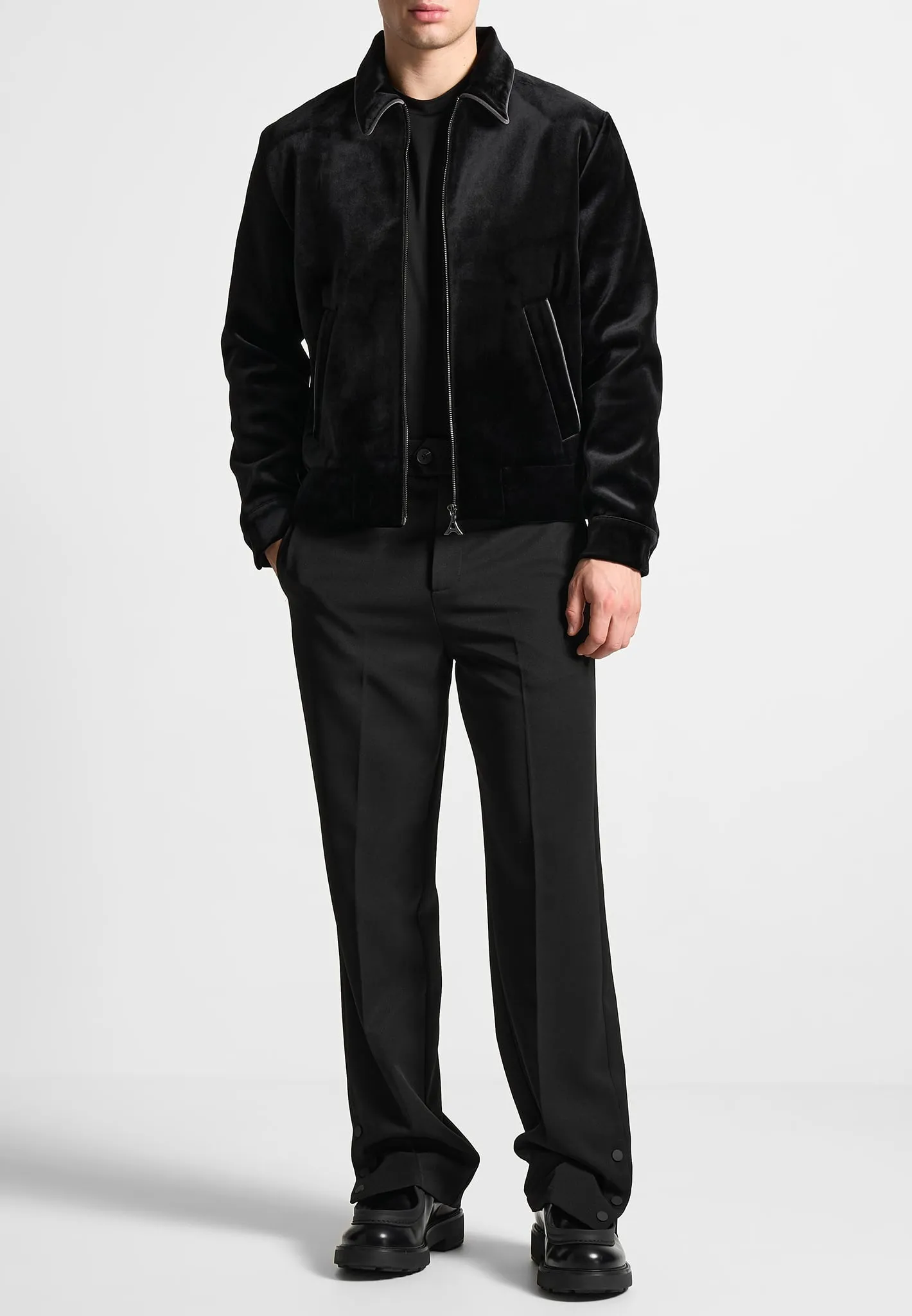 Velvet Jacket with Contrast Piping - Black sold by Maniere De Voir product image thumbnail 3