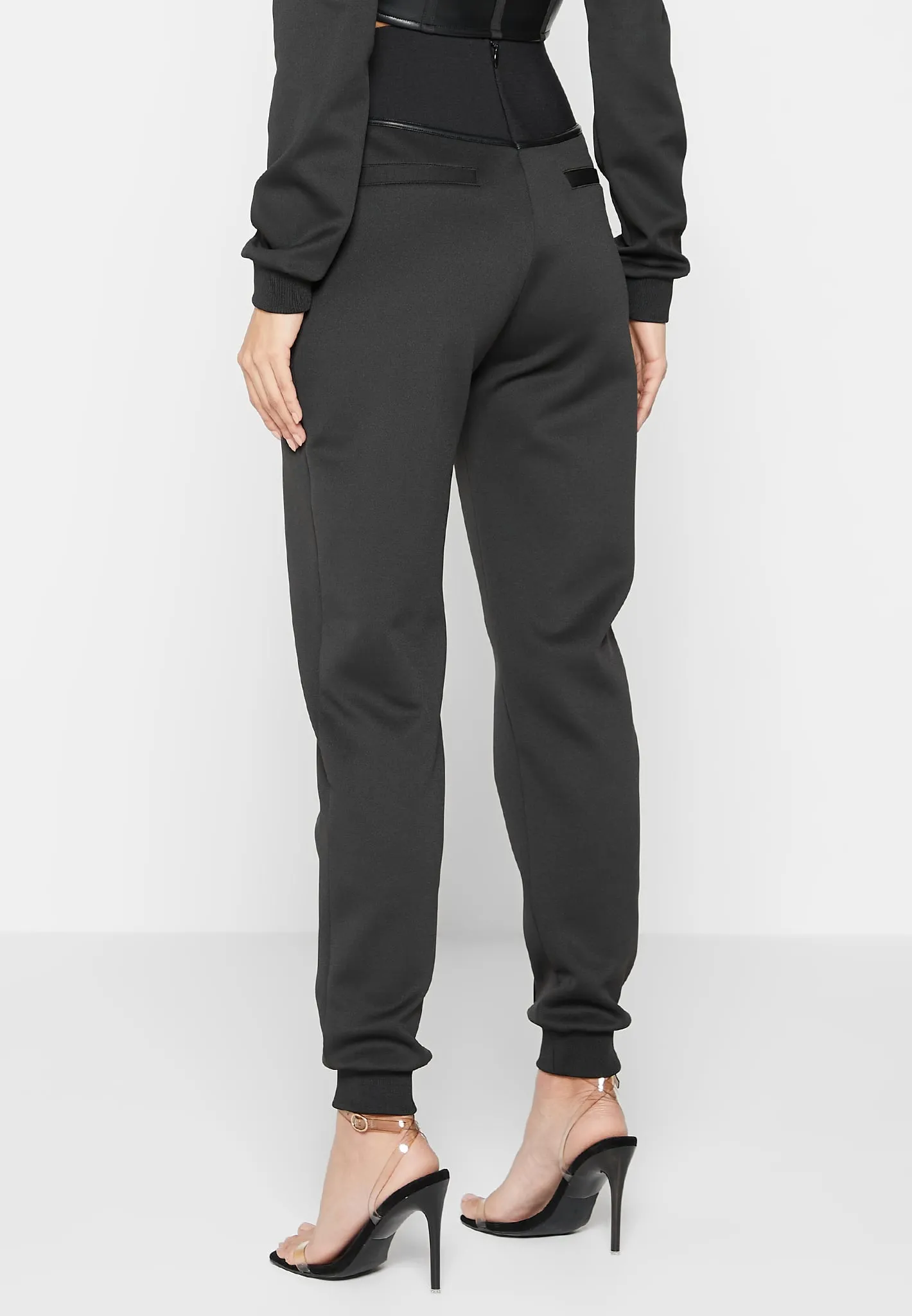 Corset Joggers with Leather - Black sold by Maniere De Voir product image thumbnail 4