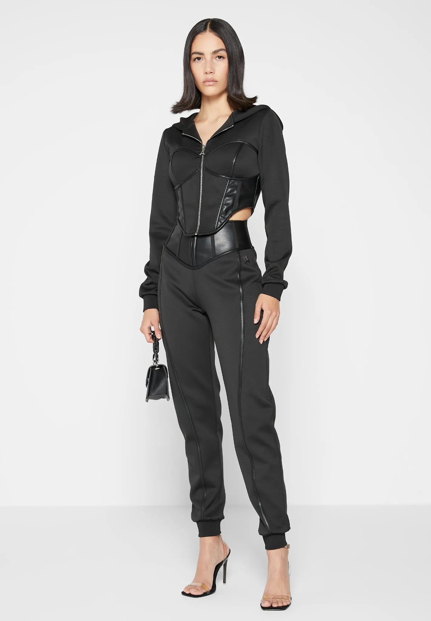 Corset Joggers with Leather - Black sold by Maniere De Voir product image thumbnail 2