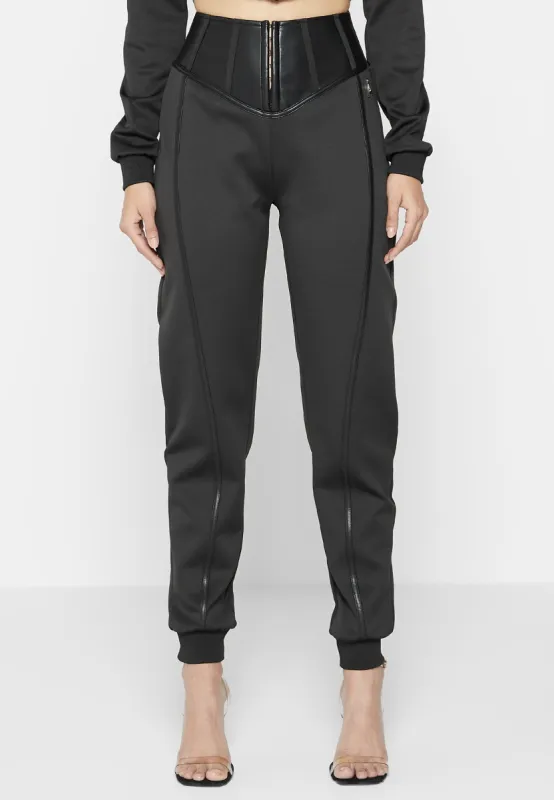 Corset Joggers with Leather - Black sold by Maniere De Voir