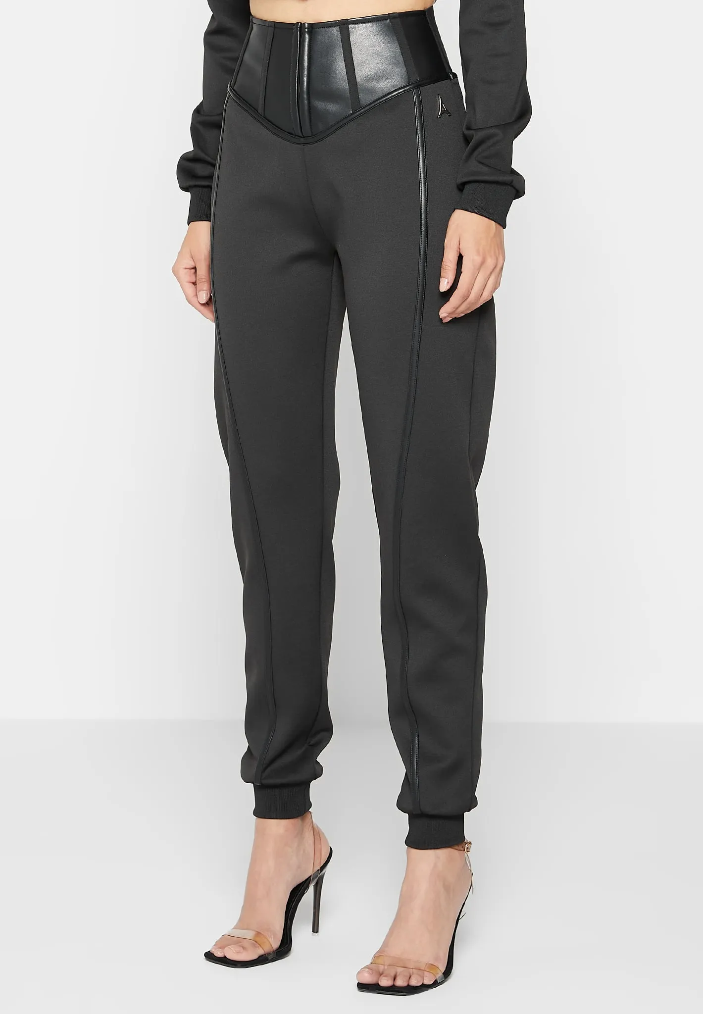 Corset Joggers with Leather - Black sold by Maniere De Voir product image thumbnail 3