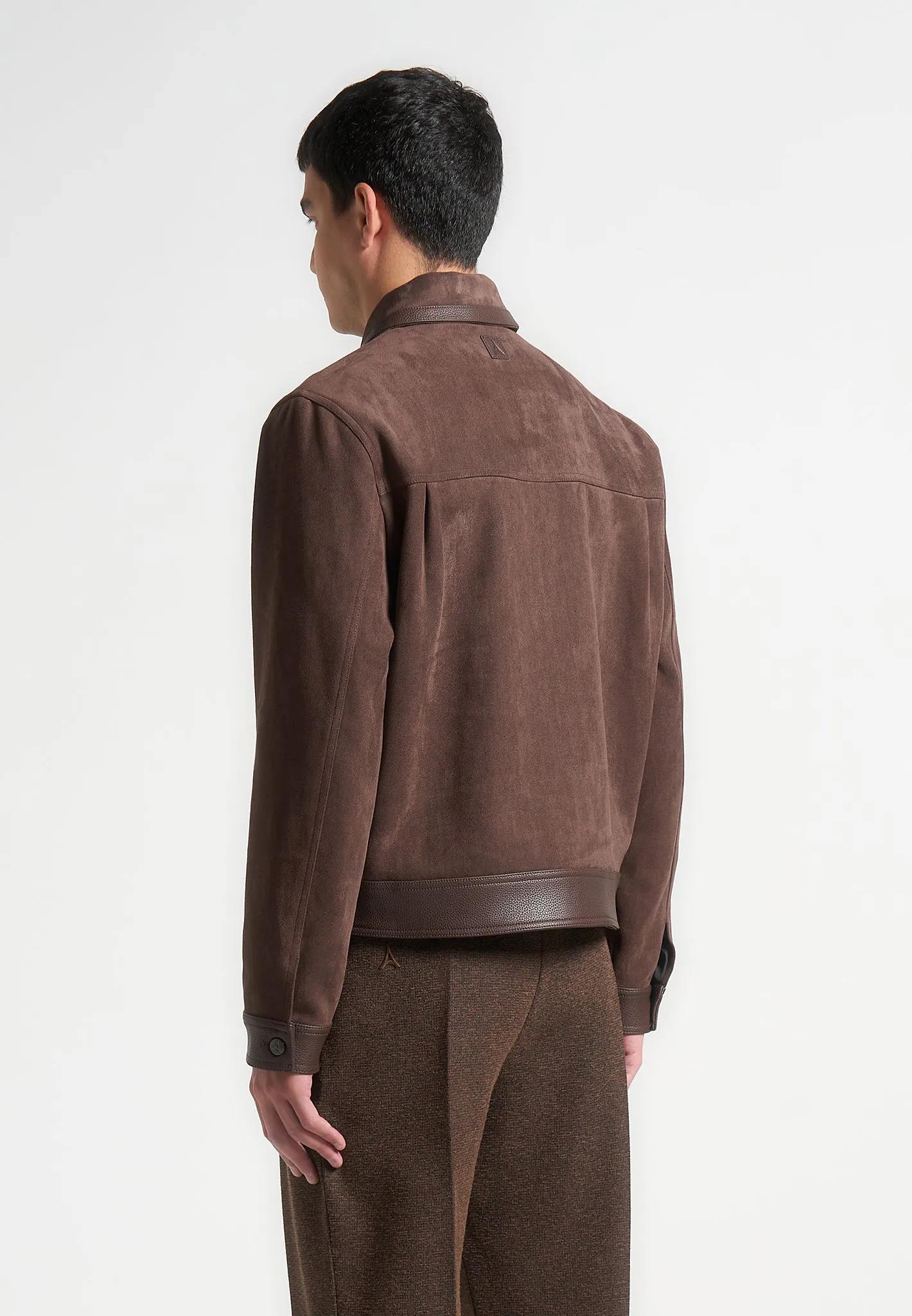 Suede & Pebbled Leather Jacket - Brown sold by Maniere De Voir product image thumbnail 5