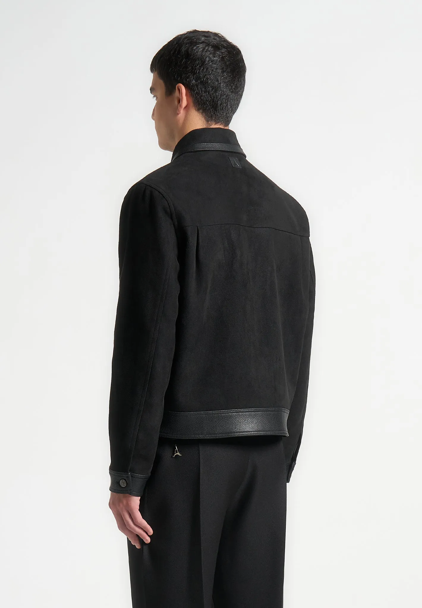 Suede & Pebbled Leather Jacket - Black sold by Maniere De Voir product image thumbnail 5