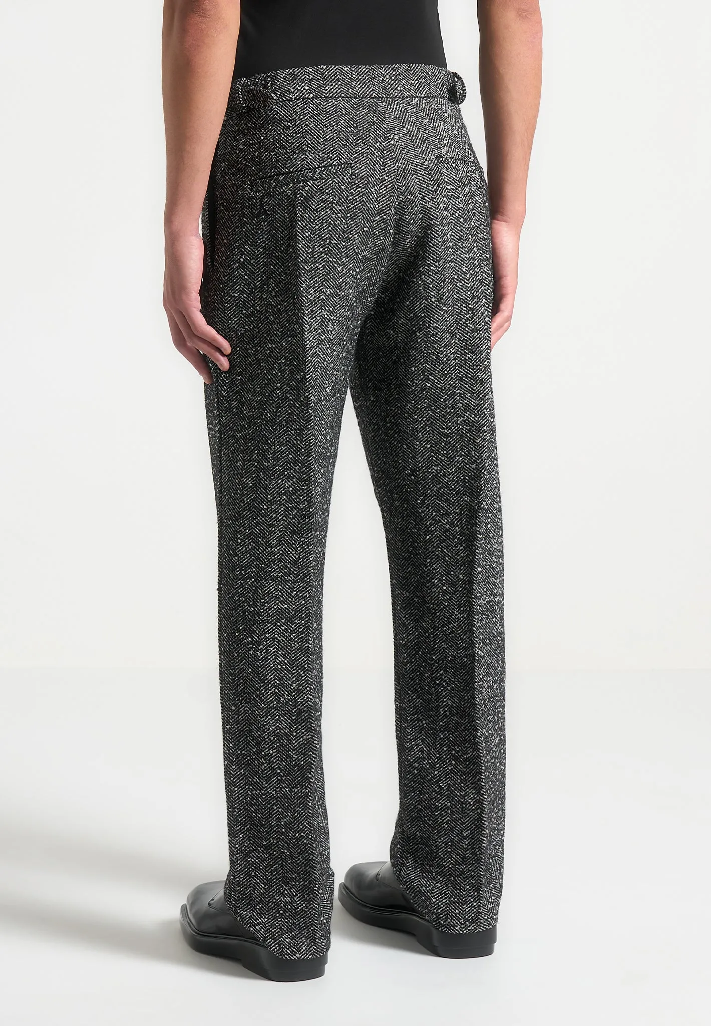 Joseph - Regular Fit Herringbone Wool Blend Tailored Trousers - Black sold by Maniere De Voir product image thumbnail 5