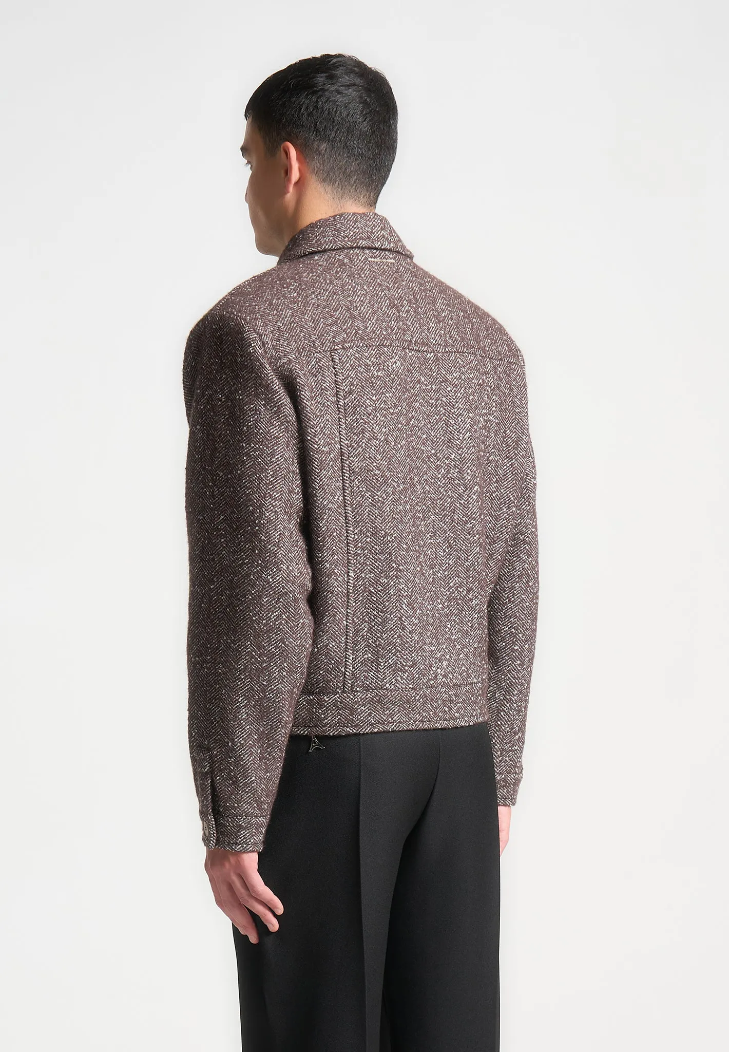 Boxy Herringbone Wool Blend Jacket - Brown sold by Maniere De Voir product image thumbnail 4