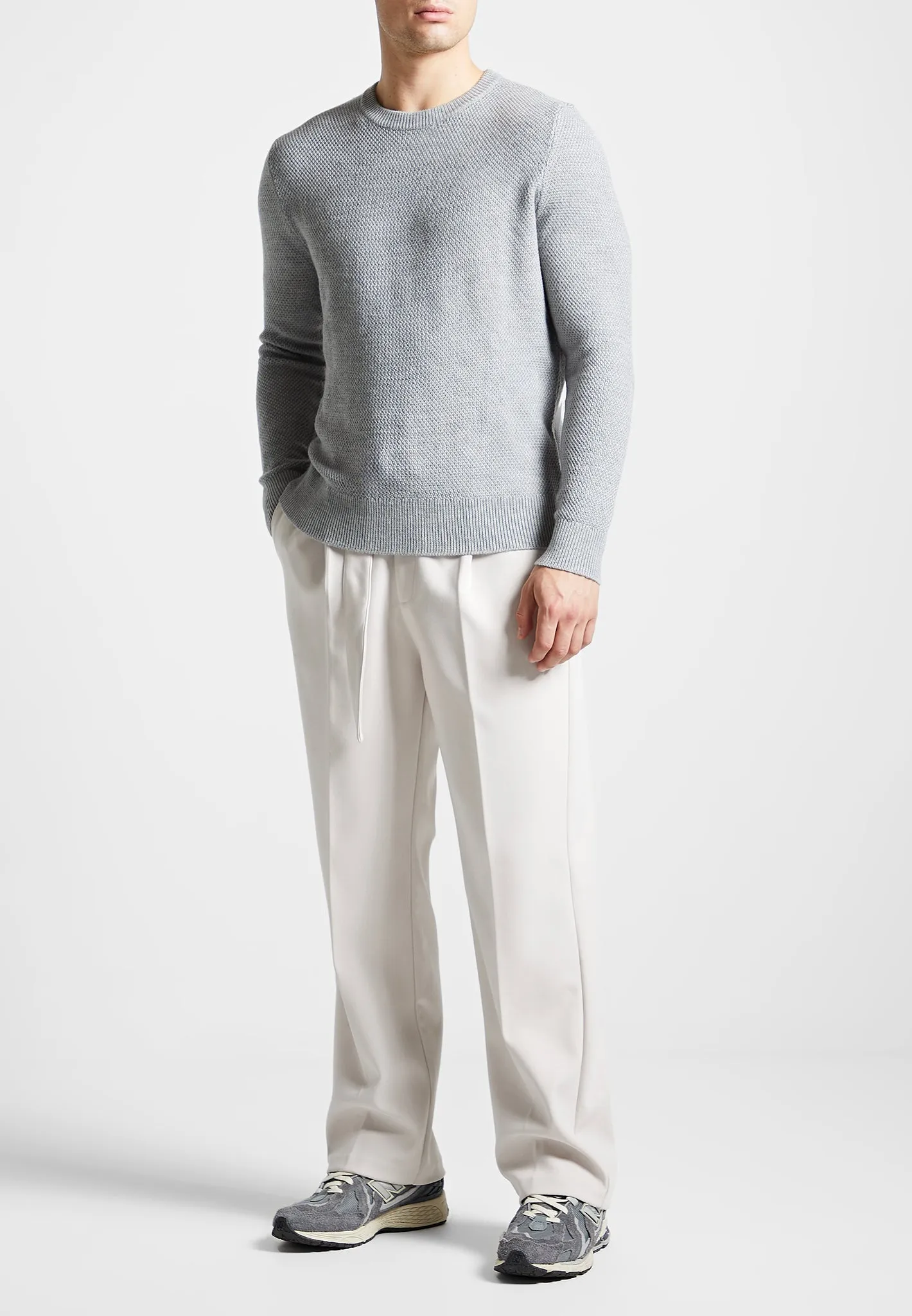Gabin - Textured Wool Blend Jumper - Grey sold by Maniere De Voir
