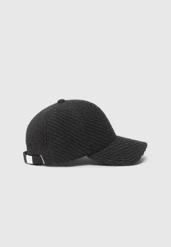 Textured Wool Twill Cap - Black sold by Maniere De Voir