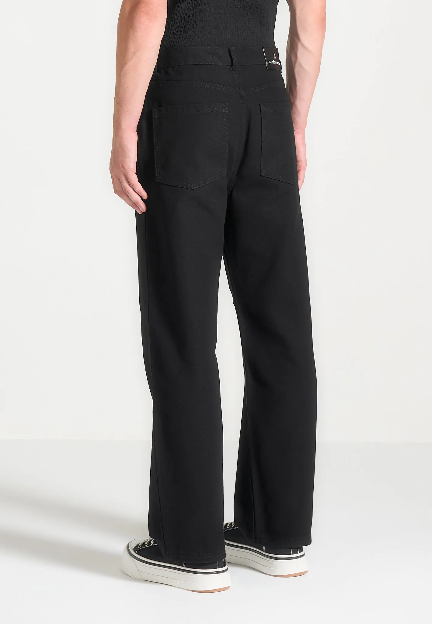 Relaxed Fit Pleated Gabardine Jeans - Black sold by Maniere De Voir product image thumbnail 5