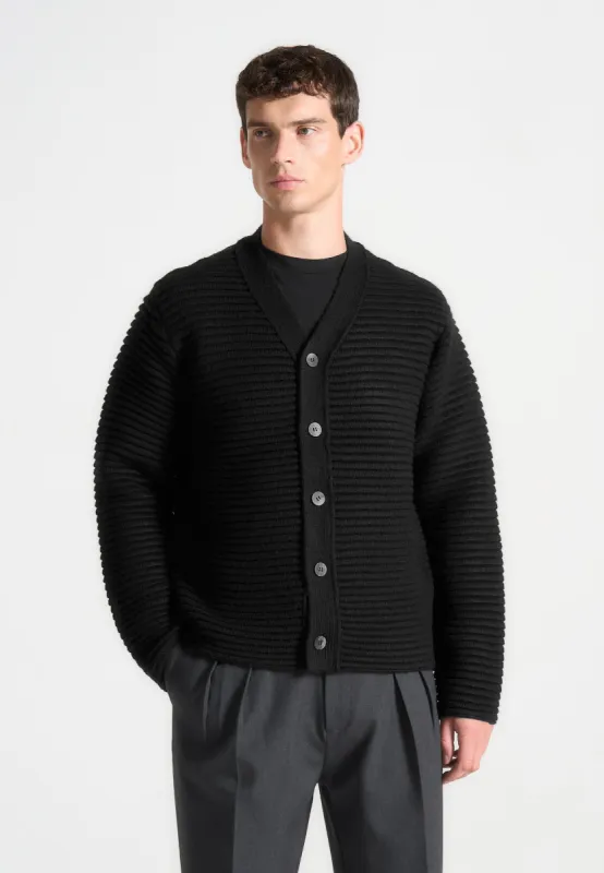 Ribbed Knit Cardigan - Black sold by Maniere De Voir