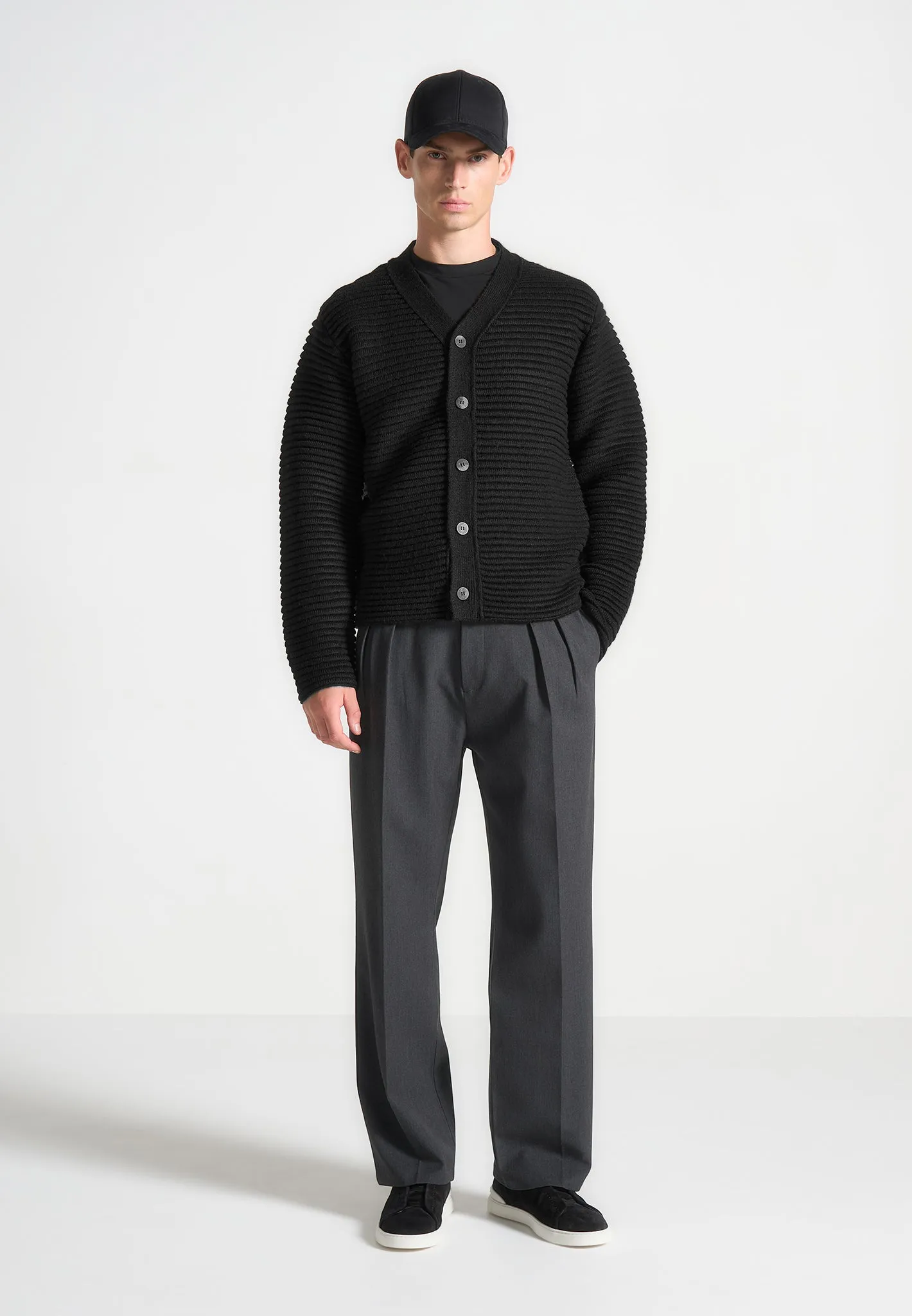 Ribbed Knit Cardigan - Black sold by Maniere De Voir product image thumbnail 2