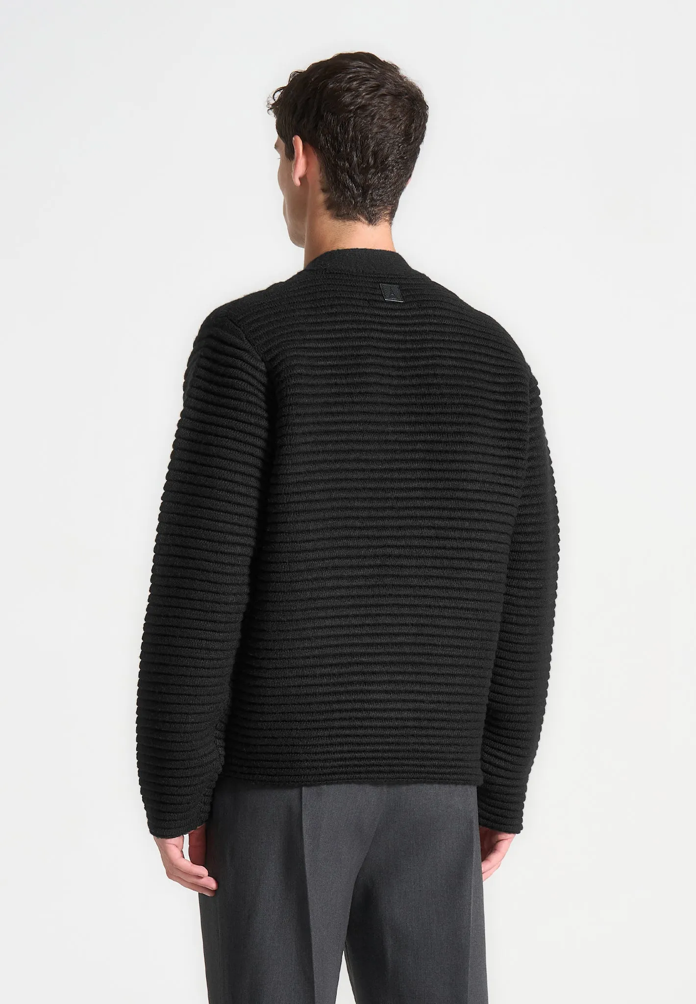 Ribbed Knit Cardigan - Black sold by Maniere De Voir product image thumbnail 5