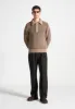 Textured Wool Knit Polo Jumper - Taupe sold by Maniere De Voir