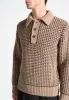 Textured Wool Knit Polo Jumper - Taupe sold by Maniere De Voir