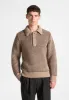Textured Wool Knit Polo Jumper - Taupe sold by Maniere De Voir