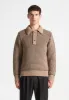 Textured Wool Knit Polo Jumper - Taupe sold by Maniere De Voir
