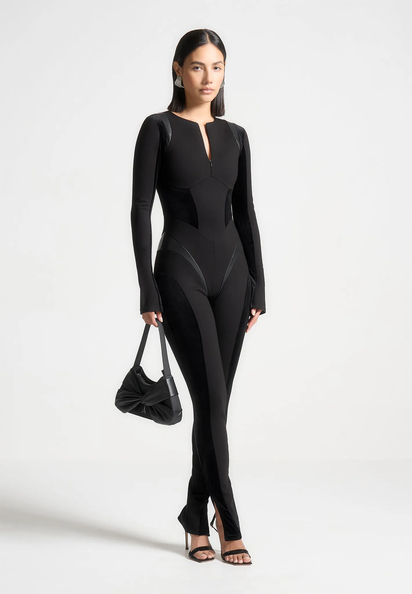 Leather and Bandage Contour Jumpsuit - Black sold by Maniere De Voir