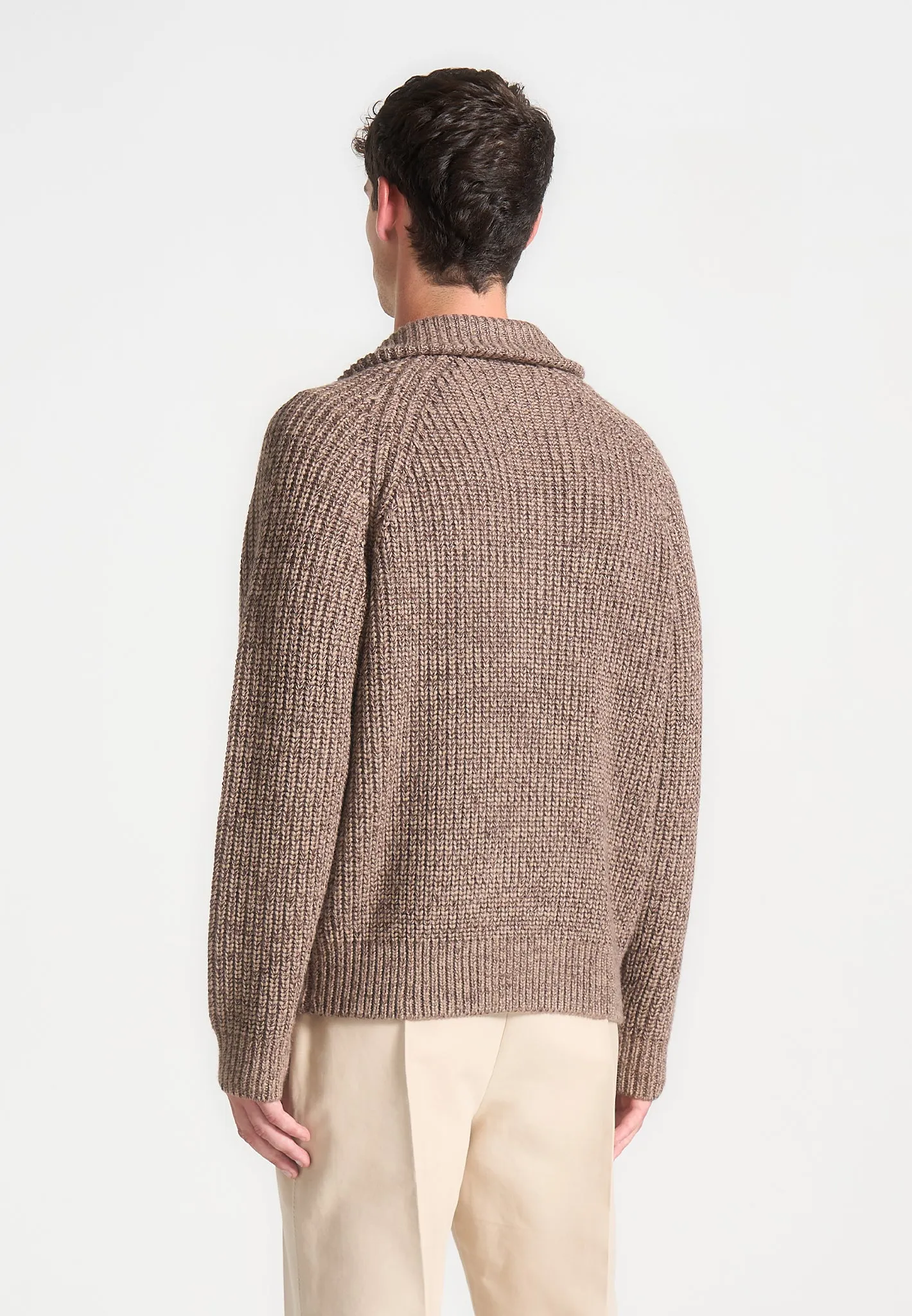 Speckled Wool Zip Up Cardigan - Taupe sold by Maniere De Voir product image thumbnail 4