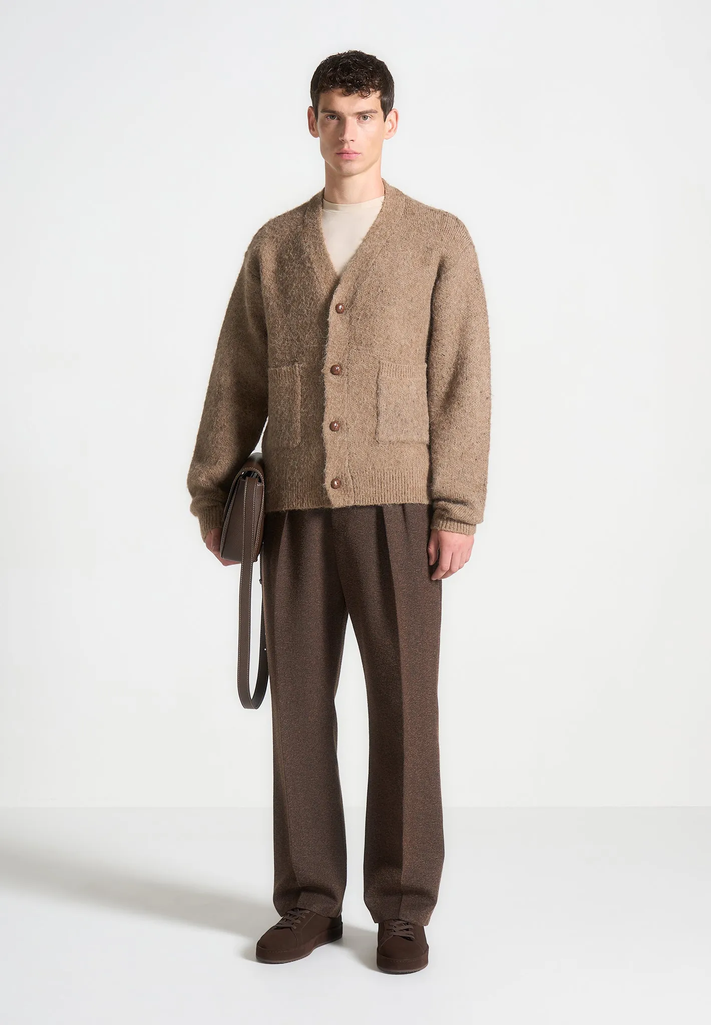 Brushed Wool Knit Cardigan - Beige sold by Maniere De Voir