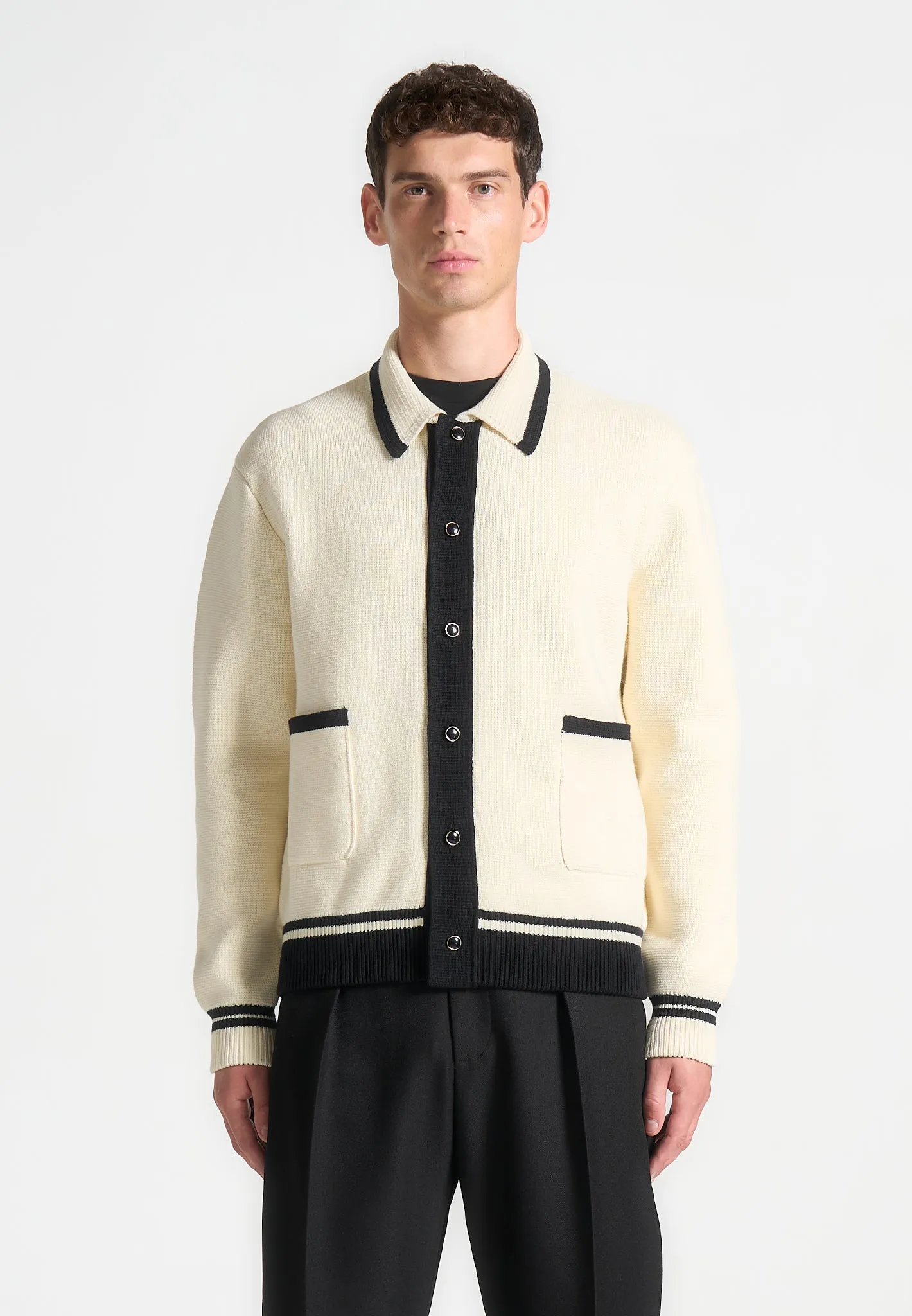 Julien - Classic Combed Cotton Knit Cardigan - Cream sold by Maniere De Voir product image thumbnail 4