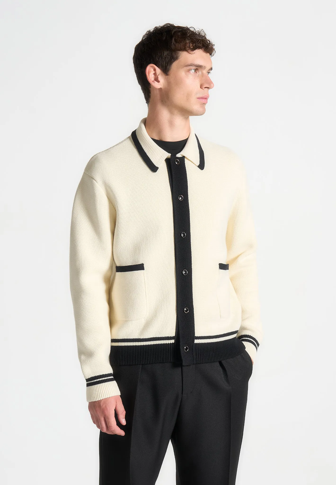 Julien - Classic Combed Cotton Knit Cardigan - Cream sold by Maniere De Voir product image thumbnail 2
