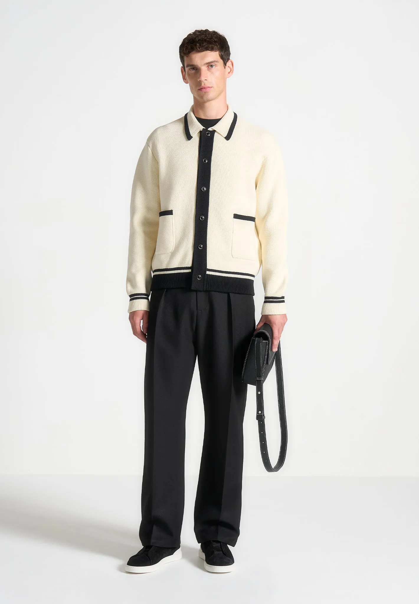 Julien - Classic Combed Cotton Knit Cardigan - Cream sold by Maniere De Voir