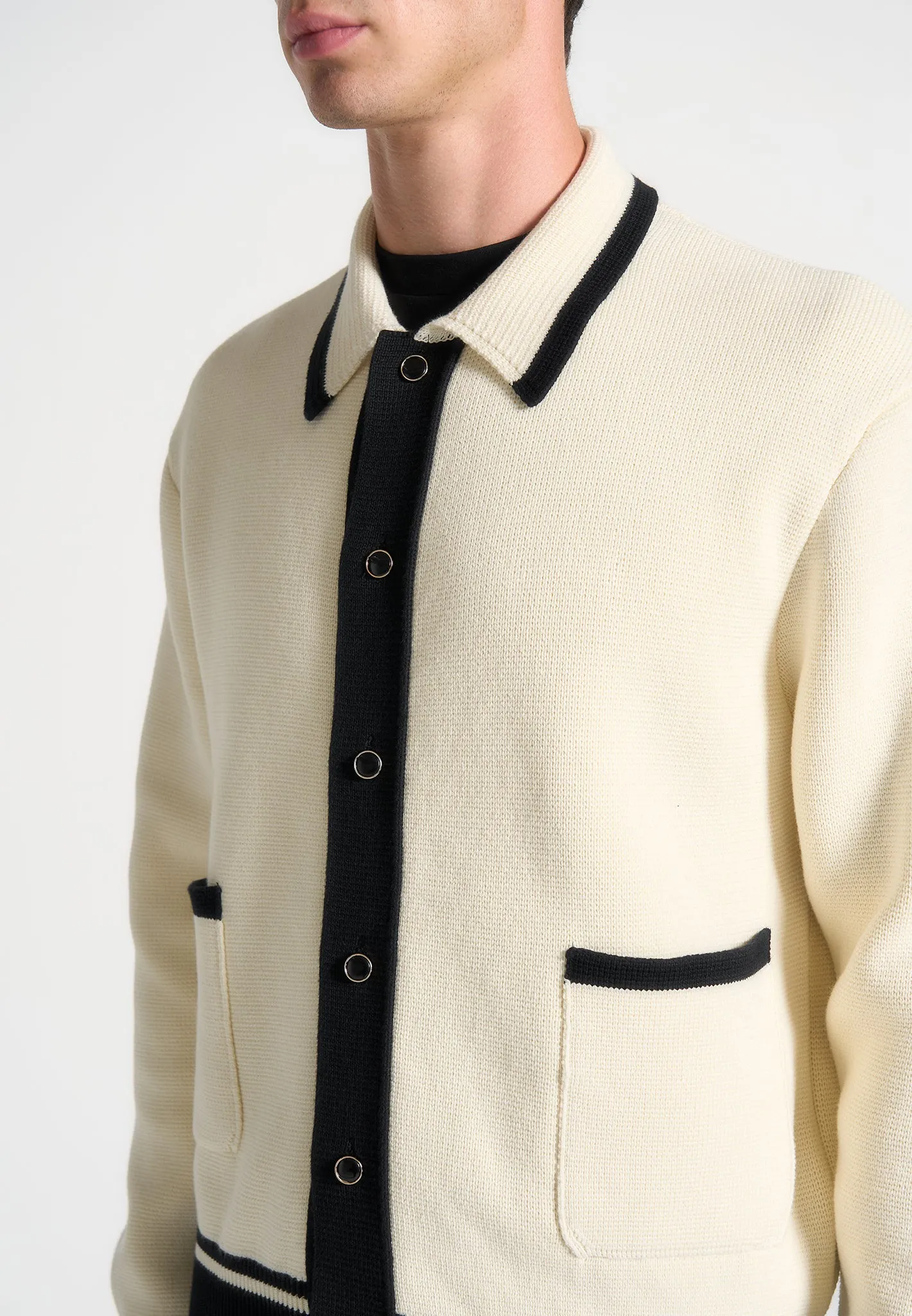 Julien - Classic Combed Cotton Knit Cardigan - Cream sold by Maniere De Voir product image thumbnail 3