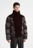 Satin and Velvet Panelled Puffer Jacket - Brown sold by Maniere De Voir