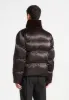 Satin and Velvet Panelled Puffer Jacket - Brown sold by Maniere De Voir