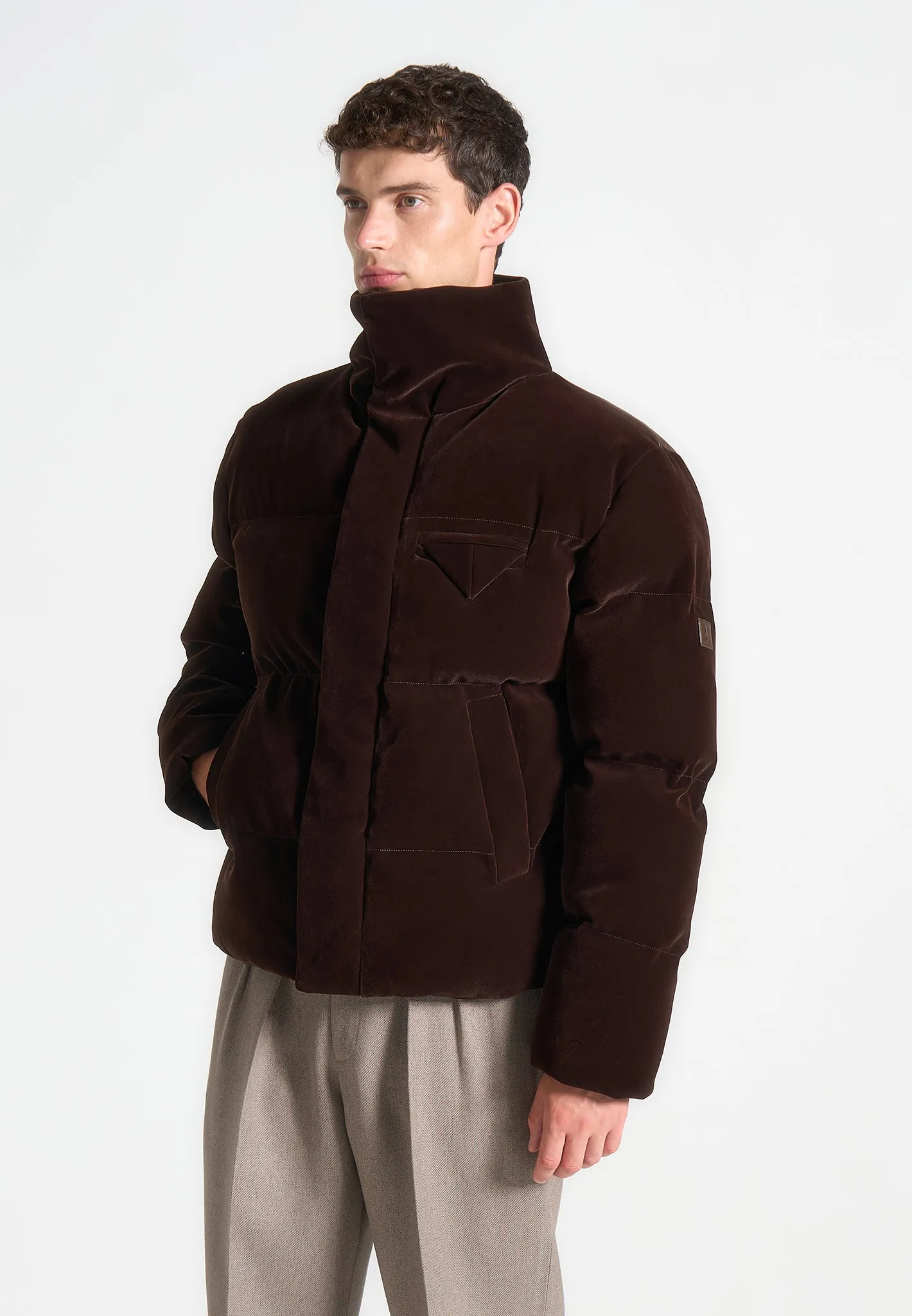 Limited Edition Velvet Puffer Jacket - Brown sold by Maniere De Voir product image thumbnail 3