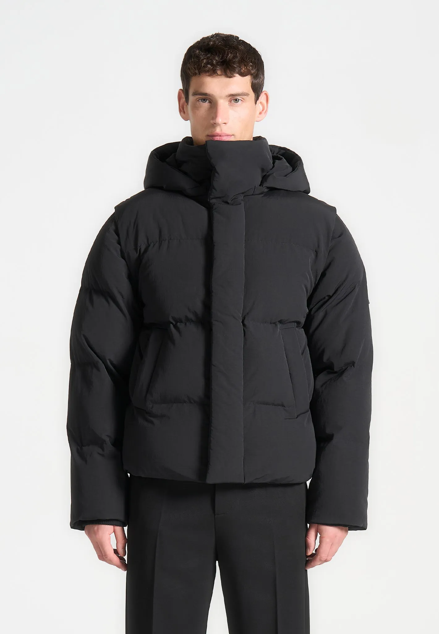 2-in-1 Puffer Jacket & Gilet - Black sold by Maniere De Voir